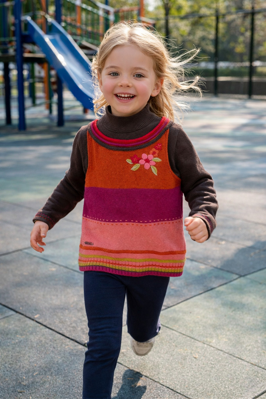 NWT Kenzo Kids Lambswool Angora Blend Sweater Girls 5Y Brown Orange Floral